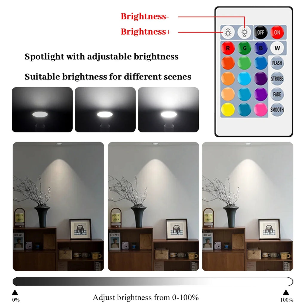 1-10PCS RGB GU10 LED Spotlight Bulb 24 Key Remote Control Dimmable 6W AC220V 110V Colorful Change for Bedroom Living Room Lamp by MVEnergo