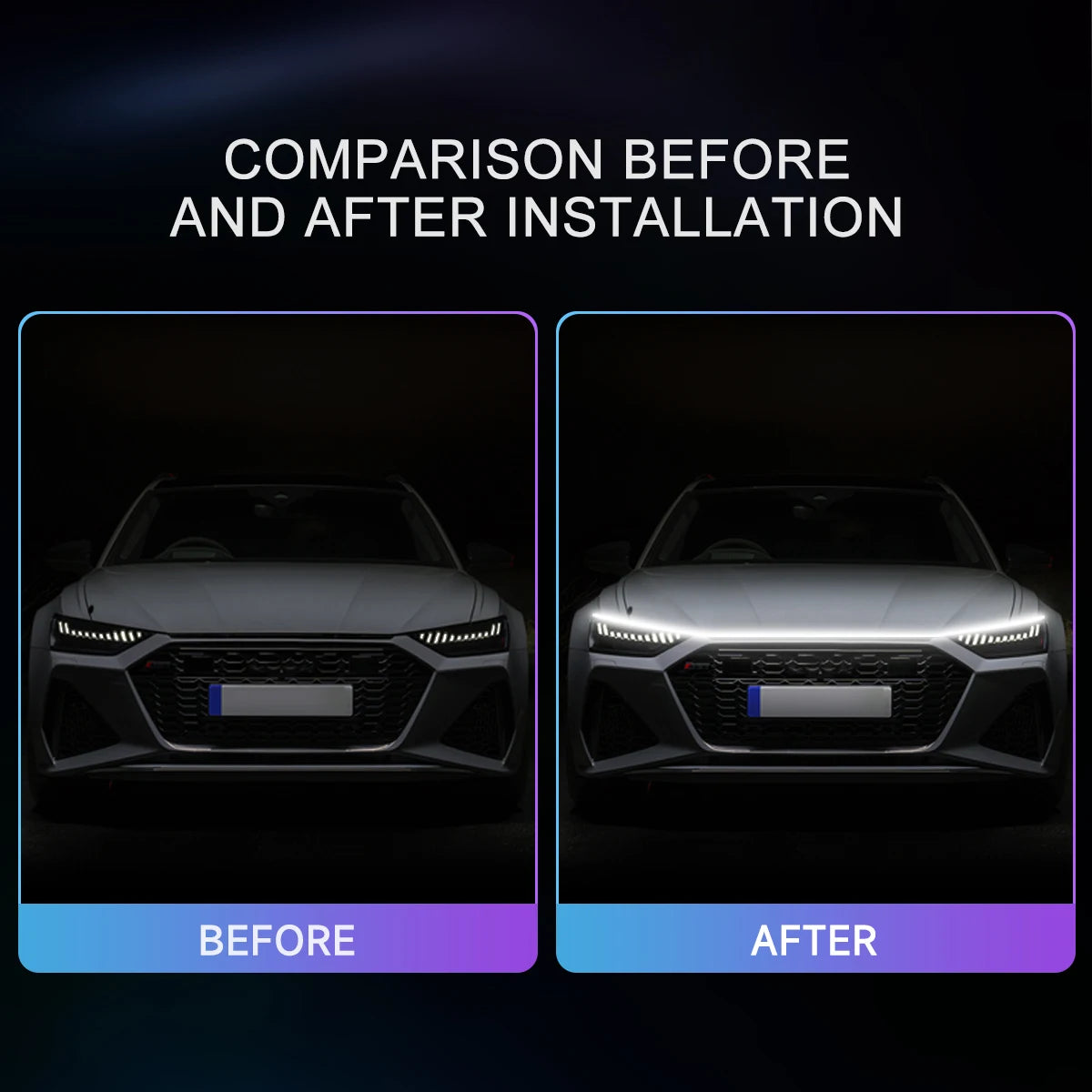 LED Car Hood Decorative Light Strip Start Scan Dynamic Ambient Light Car Daytime Running Light DRL With Turn Signal Lamp 12V by MVEnergo