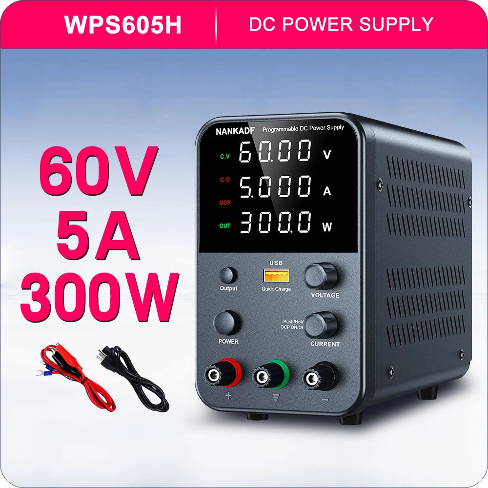 NANKADF Adjustable Switching DC Power Supply 30V 10A Lab Bench Power Supply 60V 5A Output Preset Current USB Fast Charge Display by MVEnergo
