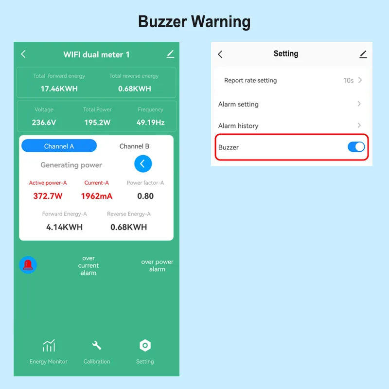 Tuya Smart New WiFi Energy Clamp Bidirectional Meter with Buzzer Alarm for Threshold App Monitor Export Import Power AC110V/240V by MVEnergo