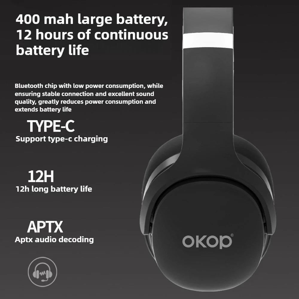 OKOP Headset Bluetooth Noise Reduction Headset,Waterproof Sweat-proof Sports Headset,E-sports Game Headse Earphones & Headphones by MVEnergo