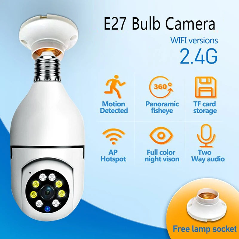 1080P HD E27 Bulb Surveillance Camera Anti-theft Outdoor Indoor Security Monitor Wireless WiFi Camera Night Vision Audio IP Came by MVEnergo