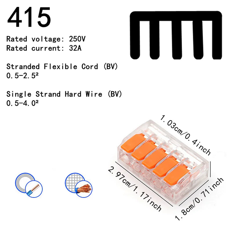 10-75 Pcs Orange Universal Type Quick Plug-in Terminals,Electrical Equipment Connectors,Wire Connector Terminals,250V/32A by MVEnergo
