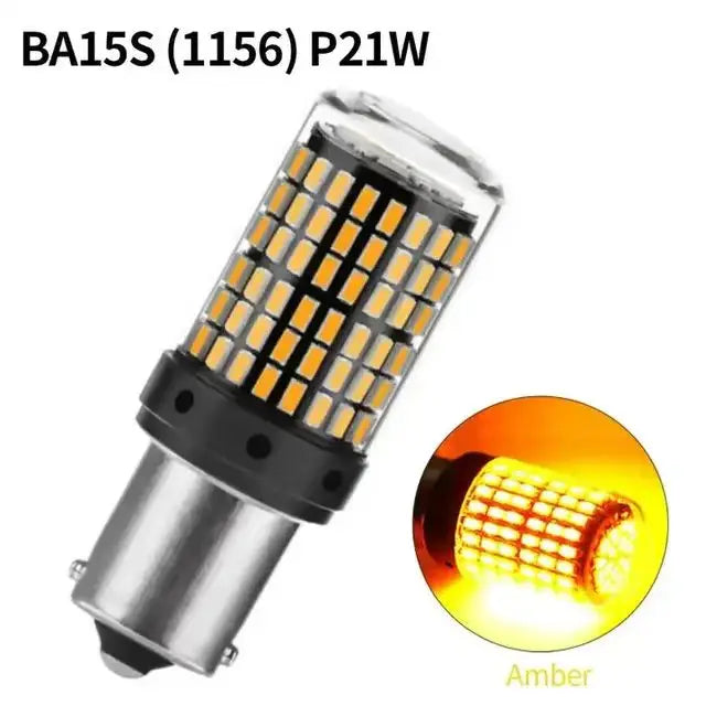 2Pcs 1156 BA15S P21W BAU15S PY21W T20 7440 W21W 3157 1157 P21/5W W21/5W LED Bulbs 144smd led CanBus lamp For Turn Signal Light by MVEnergo
