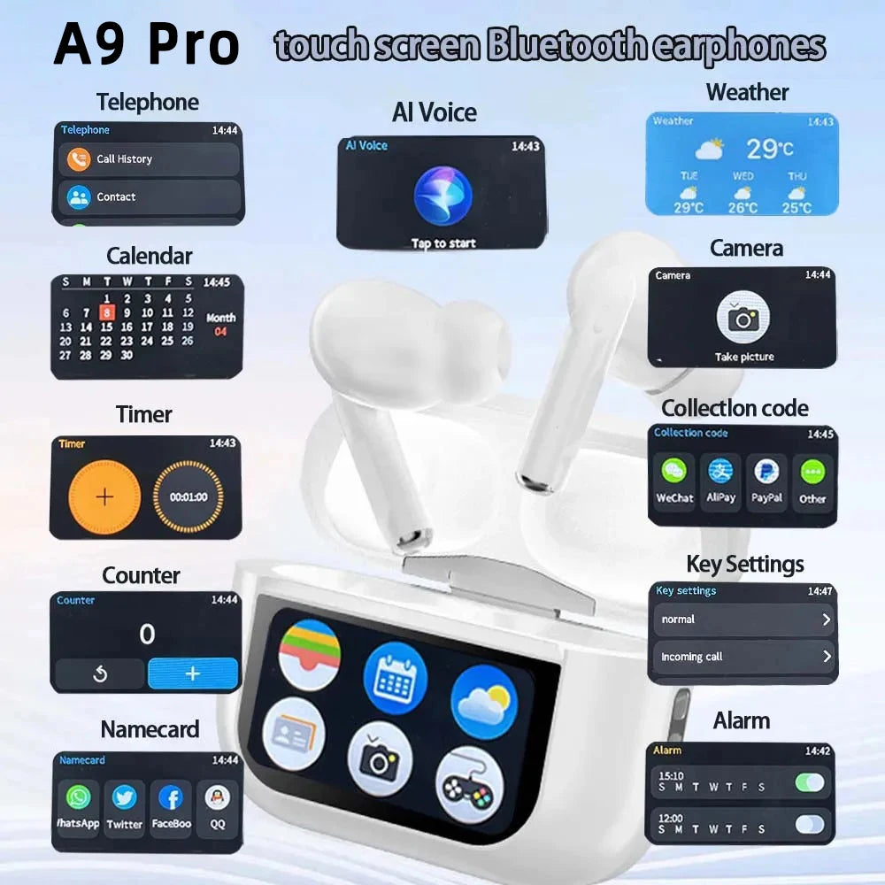 New Top A9pro Configuration Bluetooth Lcd Smart Color Screen Wireless Active Noise Reduction Super Long Battery Lifeheadset by MVEnergo