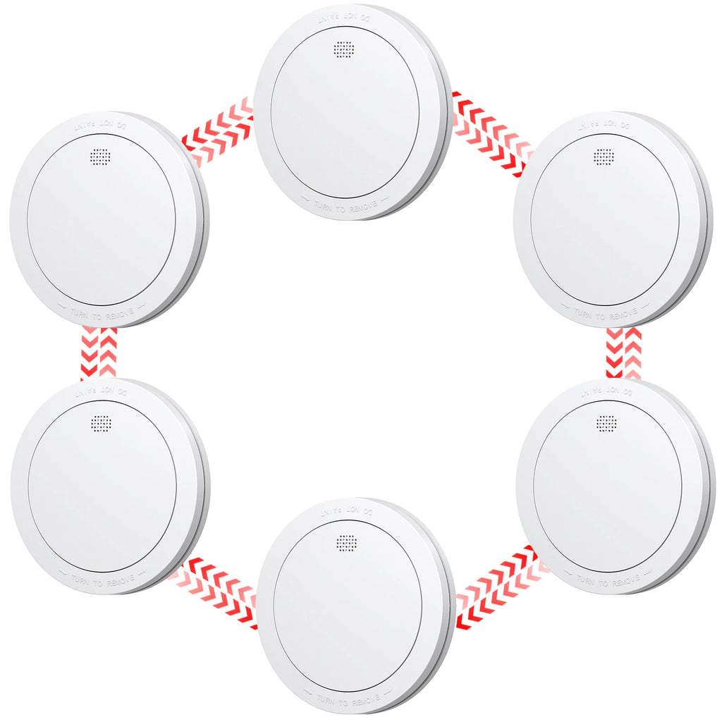 CPVAN Interlinked Smoke Detector Wireless Fire Alarm Home Security protection Smoke Alarm EN14604 10Year Battery Fire Detector