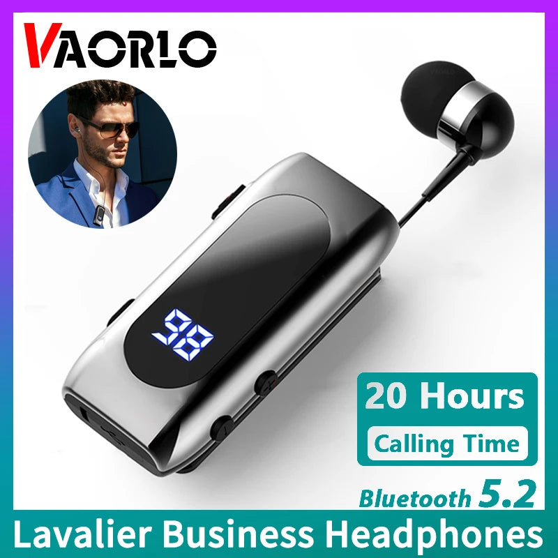 K65 K55 Lavalier Business Bluetooth 5.2 Headphone Talk/Music Time 20 Hours,LED Digital Display,Noice Cancelling Wireless Headset by MVEnergo