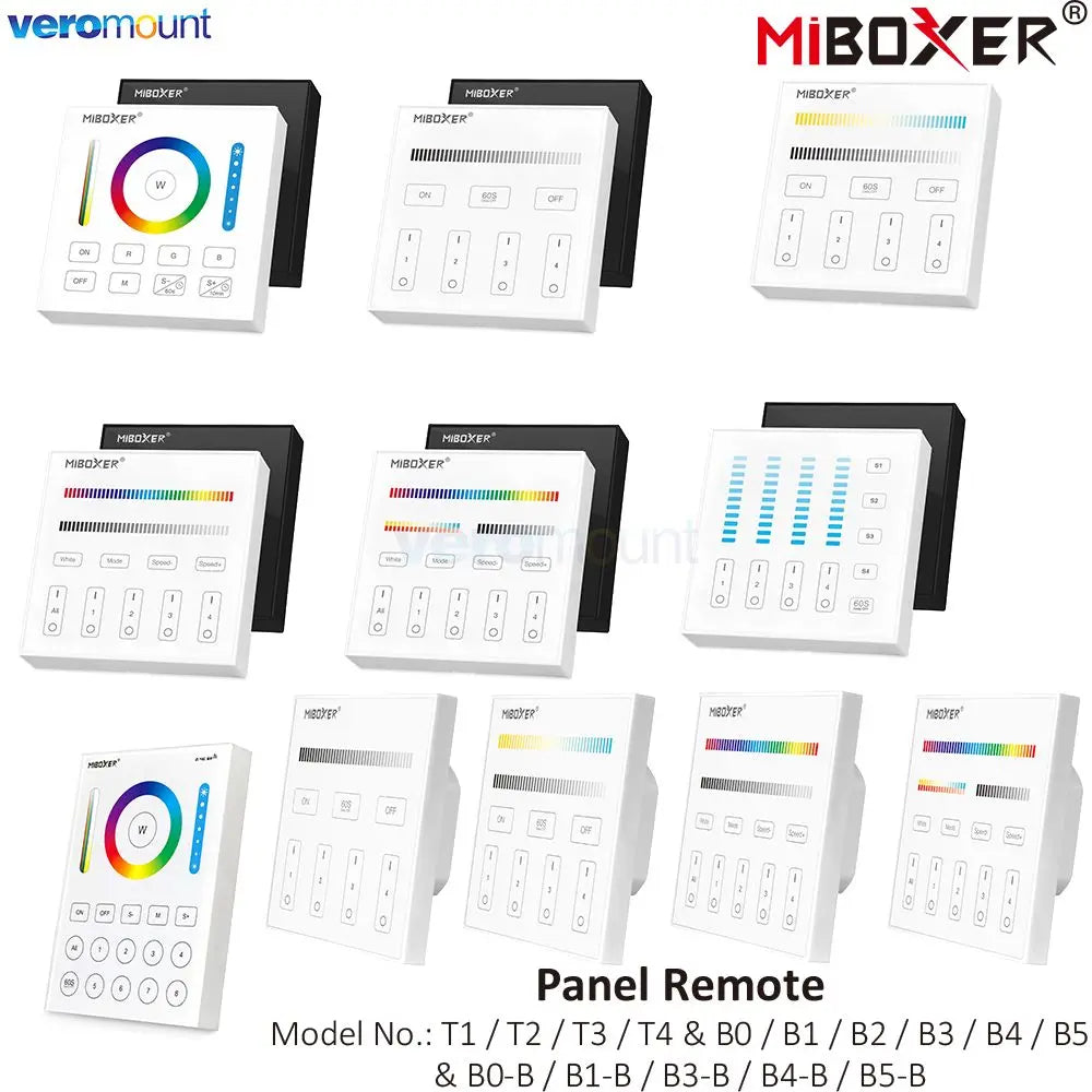 MiBoxer B0 B0-B B1 B1-B B2 B3 B3-B B4 B4-B B8 T1 T2 T3 T4 B5 Brightness/CCT/RGB/RGBW/RGBCCT Smart Panel Remote Controller Dimmer