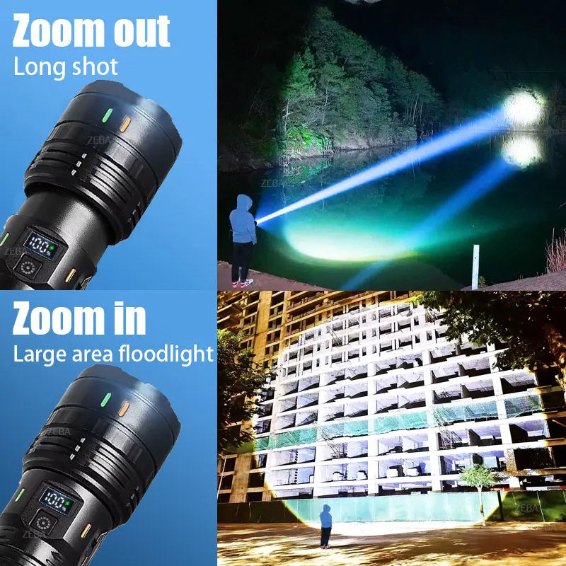 1000000LM High Power LED Flashlight Most Bright Tactical Flashlight Rechargeable Torch Powerful Long Shot 4000m Lamp for Hunting by MVEnergo