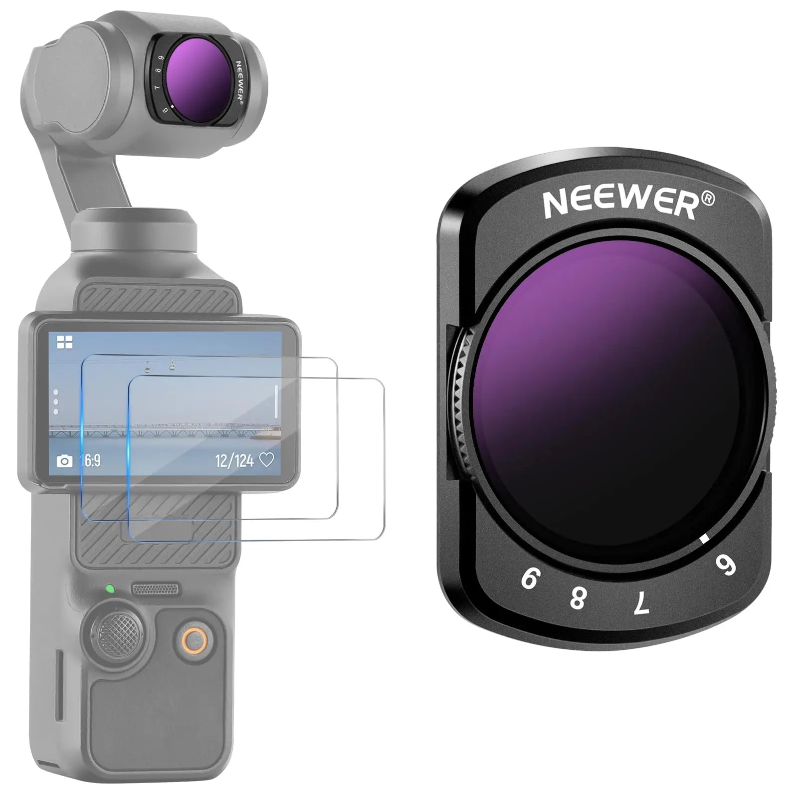 NEEWER ND Filter Set for DJI Osmo Pocket 3 ND8 ND16 ND32 ND64 ND128 ND256 ND1000 ND8/PL ND16/PL ND32/PL ND64/PL by MVEnergo