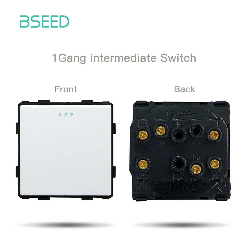 BSEED 1/2/3Gang 1/2Way Wall Button Switch Wall Power Socket Electrical Outlets Part Glass Frame DIY Module Part Free Combination by MVEnergo