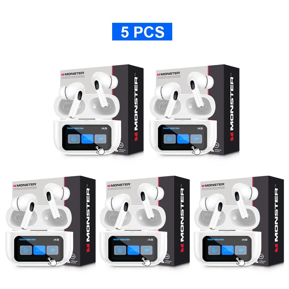 MONSTER Tws Wireless Bluetooth Earphones HD Stereo Sound Earbuds Headphones Charging Box LCD Touch Display Sports In-Ear Headset by MVEnergo