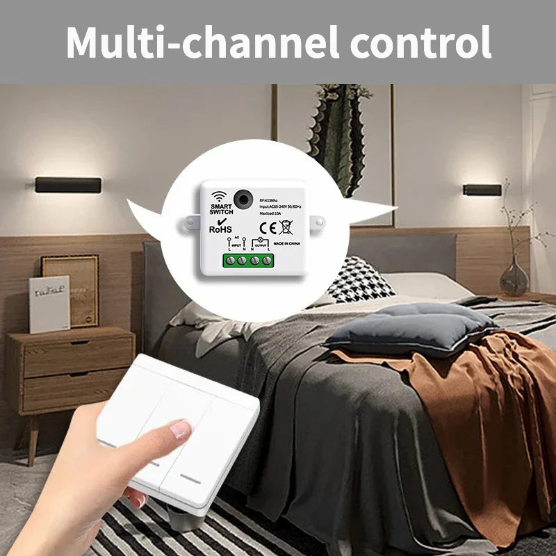 TNCE RF433MHz Mini Wireless Remote Control Light Switch 1/2/3 Gang 86 Wall Transmitter Switch Button Wall Panel Switch by MVEnergo