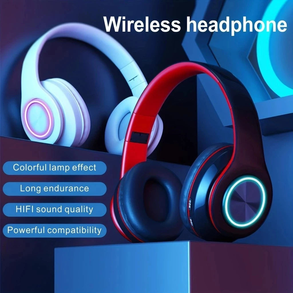 Wireless Bluetooth 5.0 Headphone With Microphone On-Ear Headset Stereo Sound Earphones Sports Gaming Foldable Headphones Game by MVEnergo