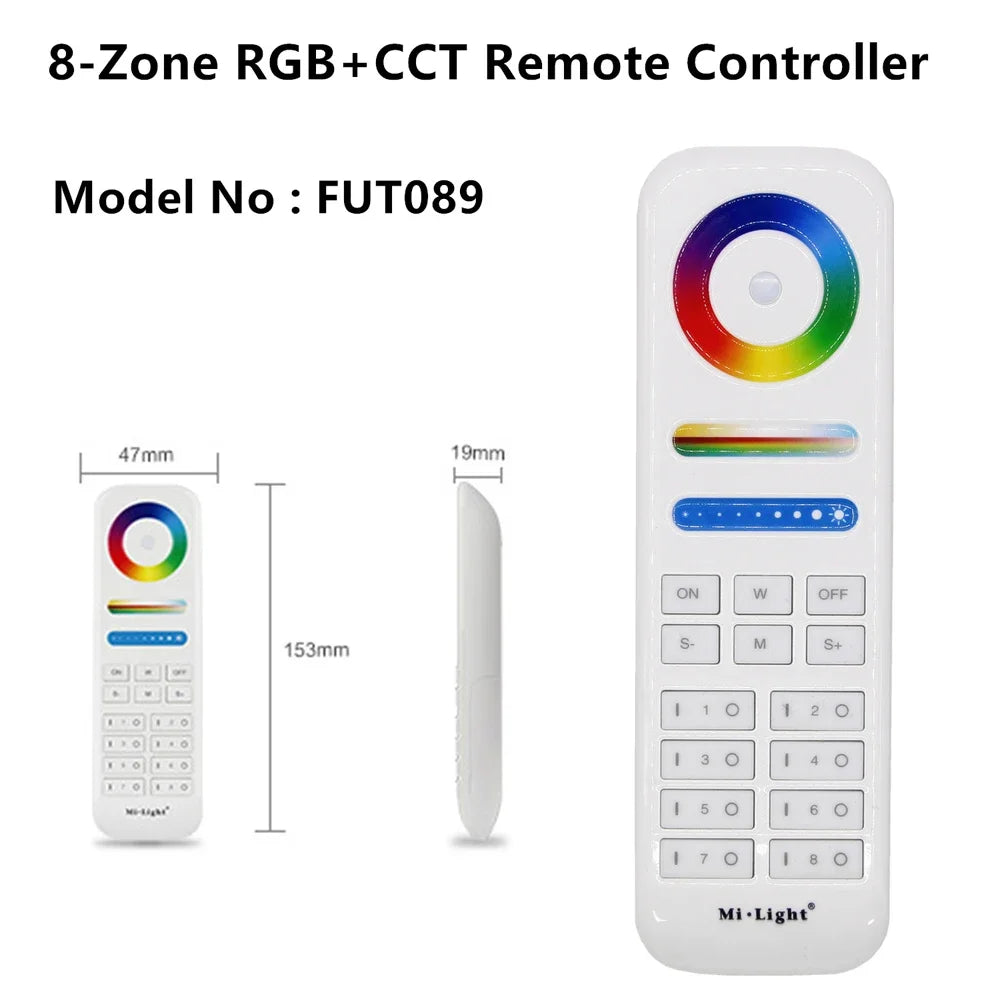 MiBoxer 2.4G Wireless RGBCCT LED Panel Remote FUT100 FUT092 FUT092B B3 T3 B4 T4 B0 B8 S2W+ C5 Y3 FUT088 FUT089 FUT089B FUT089S