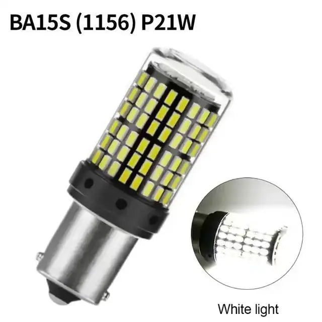 2Pcs 1156 BA15S P21W BAU15S PY21W T20 7440 W21W 3157 1157 P21/5W W21/5W LED Bulbs 144smd led CanBus lamp For Turn Signal Light by MVEnergo