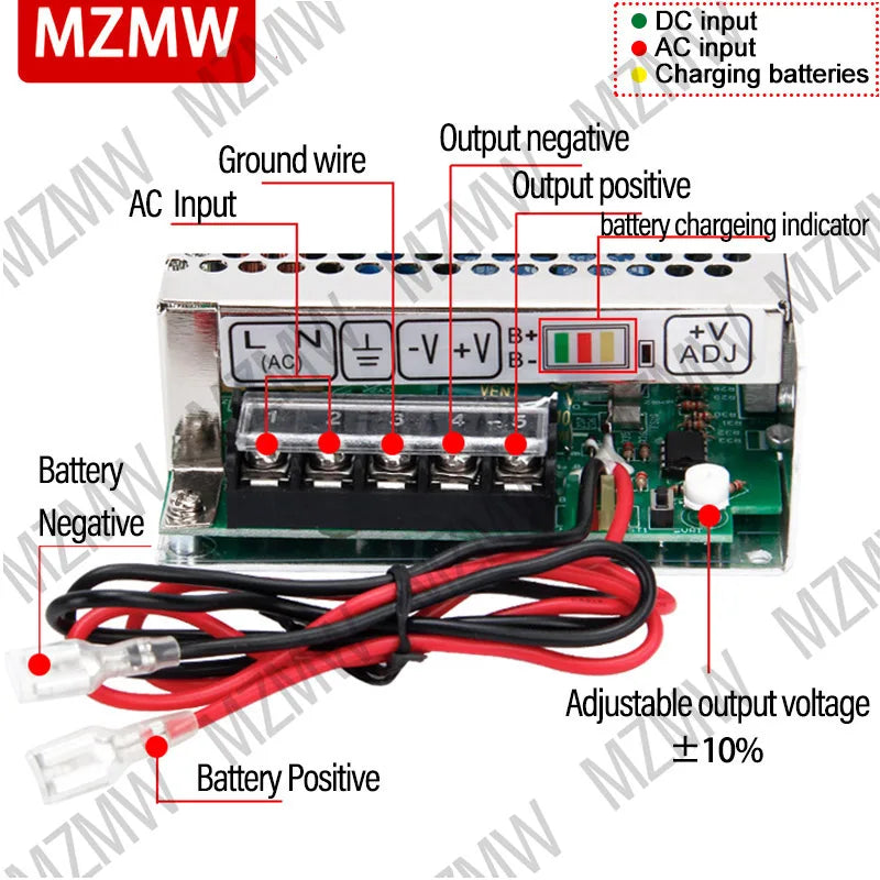 MZMW UPS/Charge Function Switching Power Supply SC-35W 60W 120W 180W 12V 24V Monitor 110/220v AC/DC Battery Charger SC-120-12V by MVEnergo