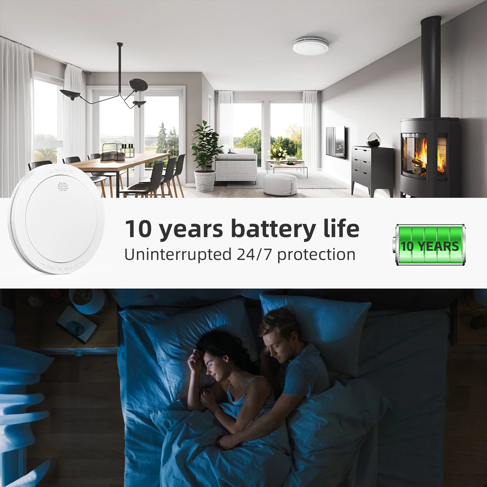CPVAN Interlinked Smoke Detector Wireless Fire Alarm Home Security protection Smoke Alarm EN14604 10Year Battery Fire Detector