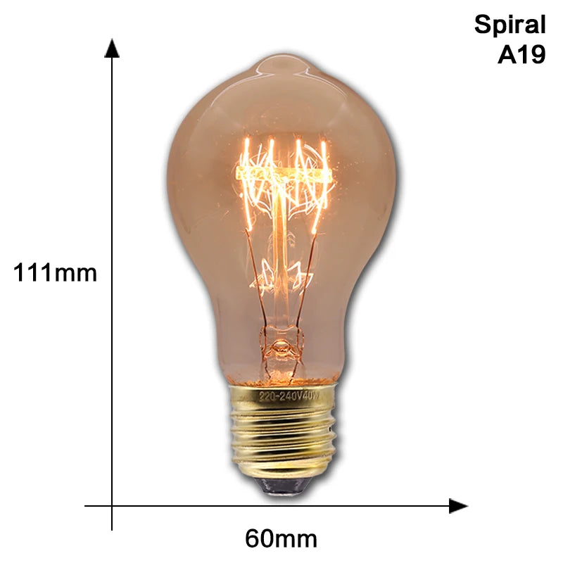 Retro Edison Light Bulb E27 40W 220V 110V Bedroom Industrial Loft Vintage Bulb For Home Decor Filament incandescent Edison Lamp by MVEnergo