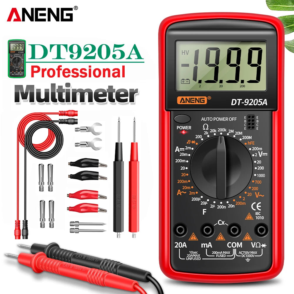 ANENG DT9205A Digital Profesional Multimeter AC/DC Voltage Current Test Capacitance NCV Resistance Ohm Electrical Test Meter Too by MVEnergo