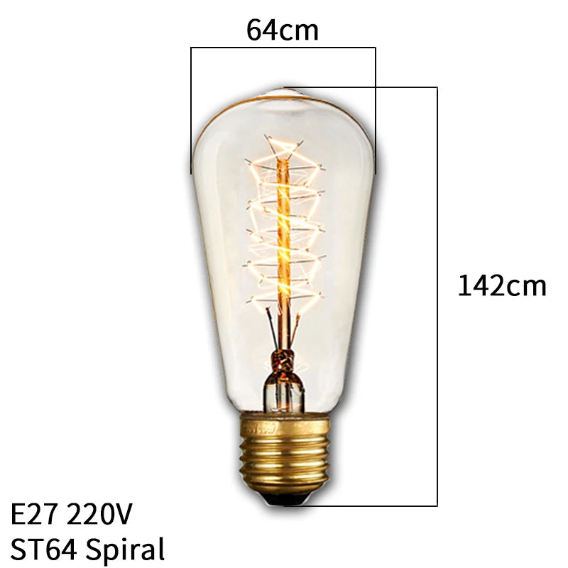 Dimmable Edison Light Bulb E27 40W 220V Retro Vintage Edison Bulb Incandescent Ampoule Bulbs Vintage Edison Lamp Retro Light by MVEnergo