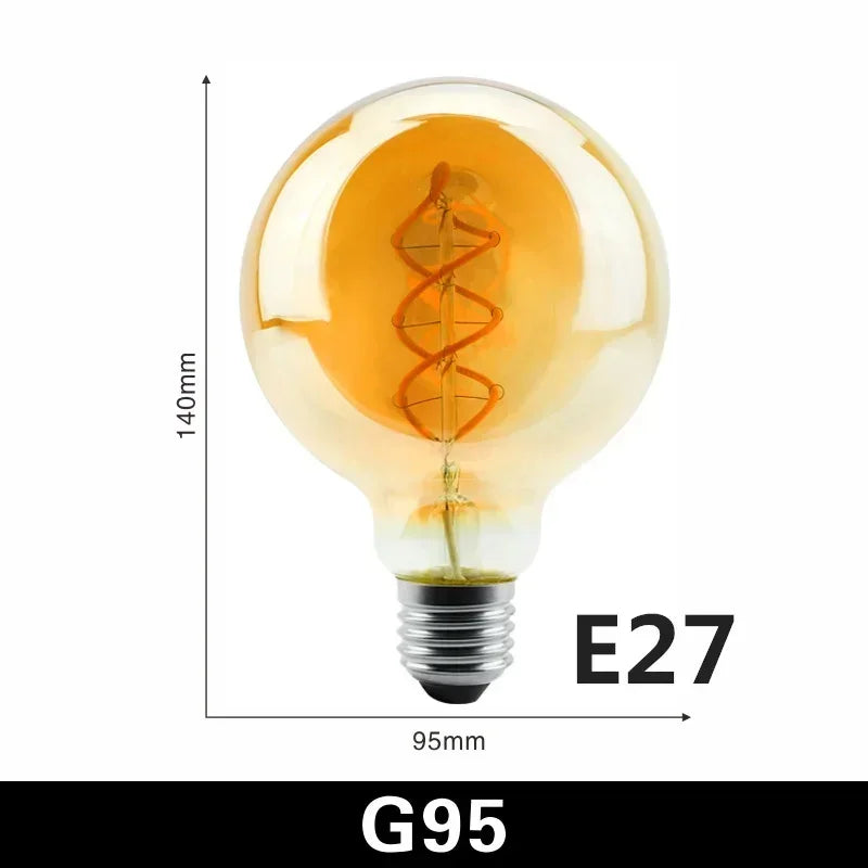 E14 E27 Spiral Light G80 G95 G125 LED Filament Bulb 220V 4W 2200K Retro Vintage Lamps Decorative Lighting Dimmable Edison Lamp by MVEnergo