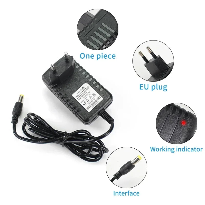 DC 5V 6V 9V 12V 2A Power Supply Adapter Charger AC 110V 220V AC DC Power Adapters DC Plug Converter EU US with 8pcs Connect Plug by MVEnergo
