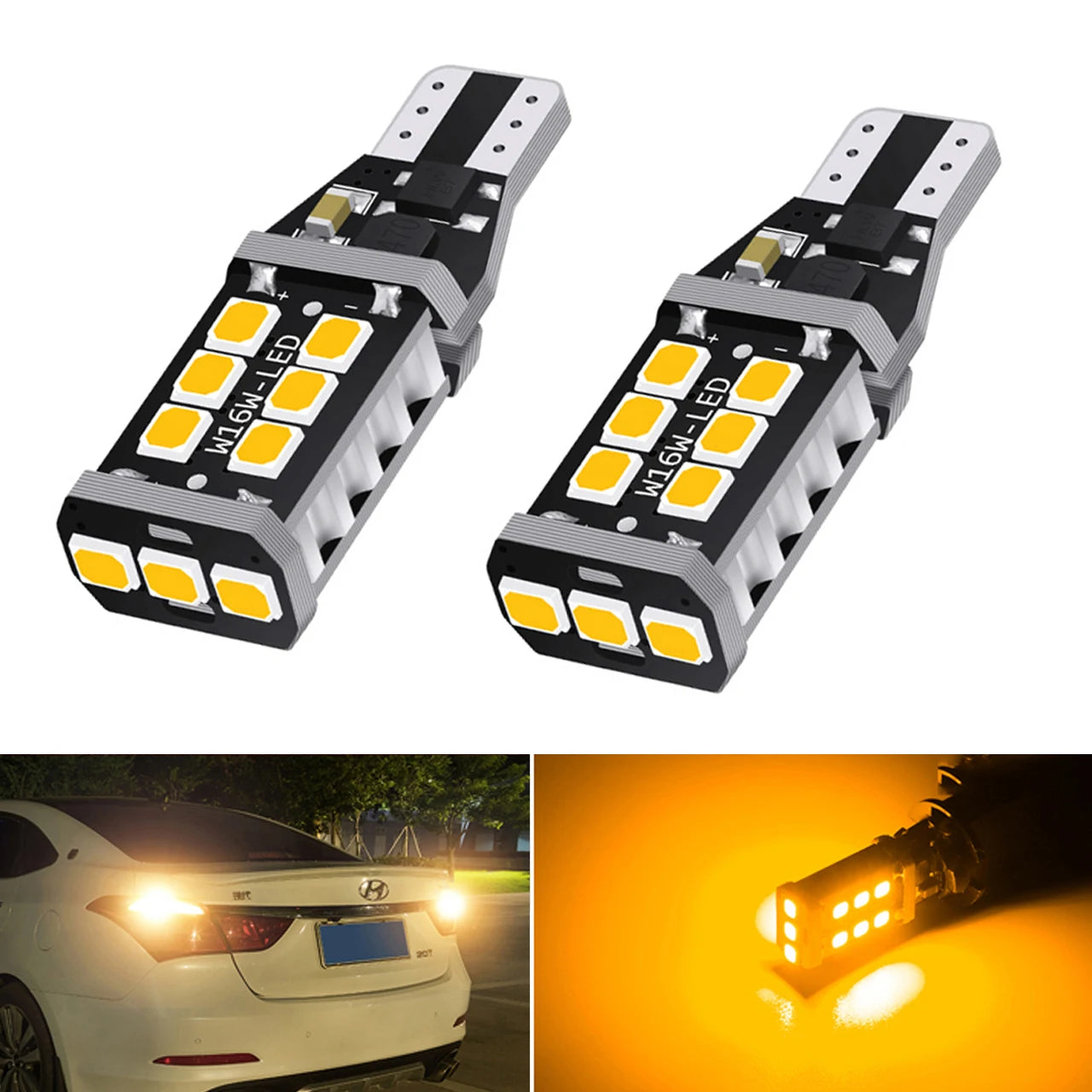 2x T15 W16W LED Super Bright 15SMD 2835 921 912 LED Canbus No ERROR Car Backup Stop Reserve Lights Bulb Brake Lamp red White by MVEnergo