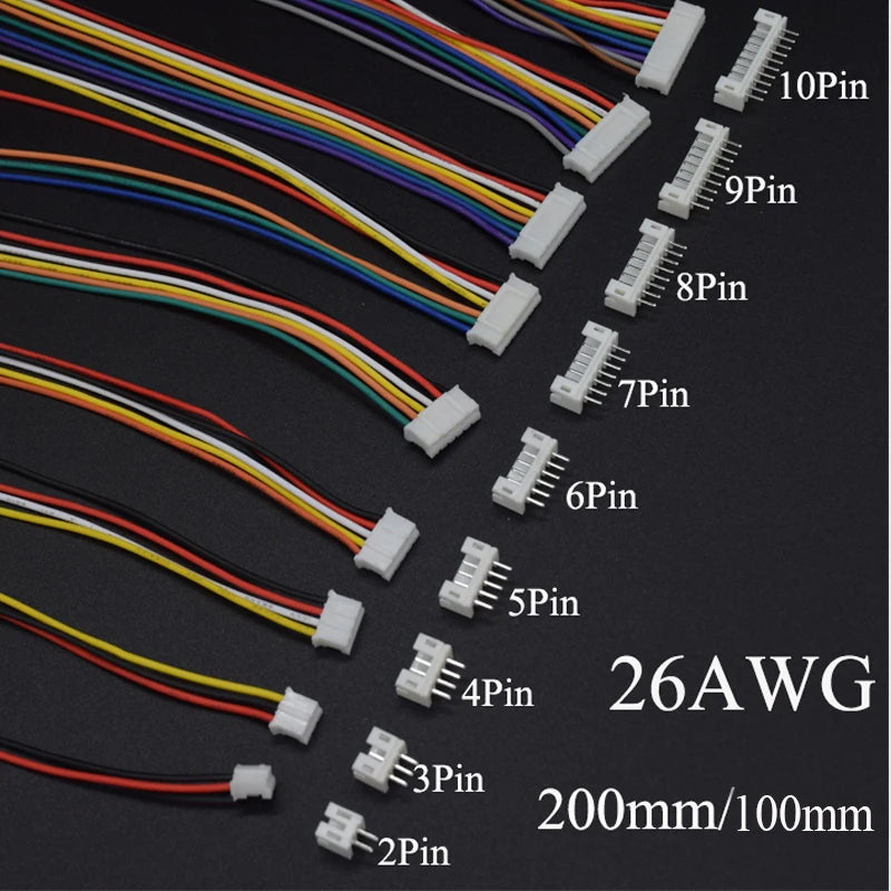 5Sets Mini Small Micro JST 2.0mm PH2.0 Male Female Connector 2/3/4/5/6/7/8/9/10-Pin Plug With terminal Wires Cable Socket 26AWG by MVEnergo