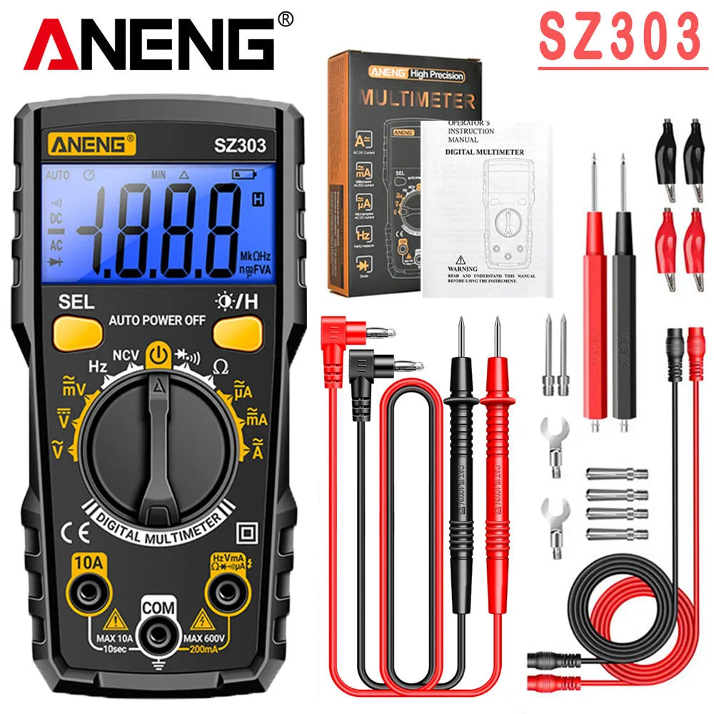 ANENG SZ303 Smart Digital Multimeter 1999 Count Professional AC/DC Voltage Current Electrical Data Retention High Precision Tool by MVEnergo