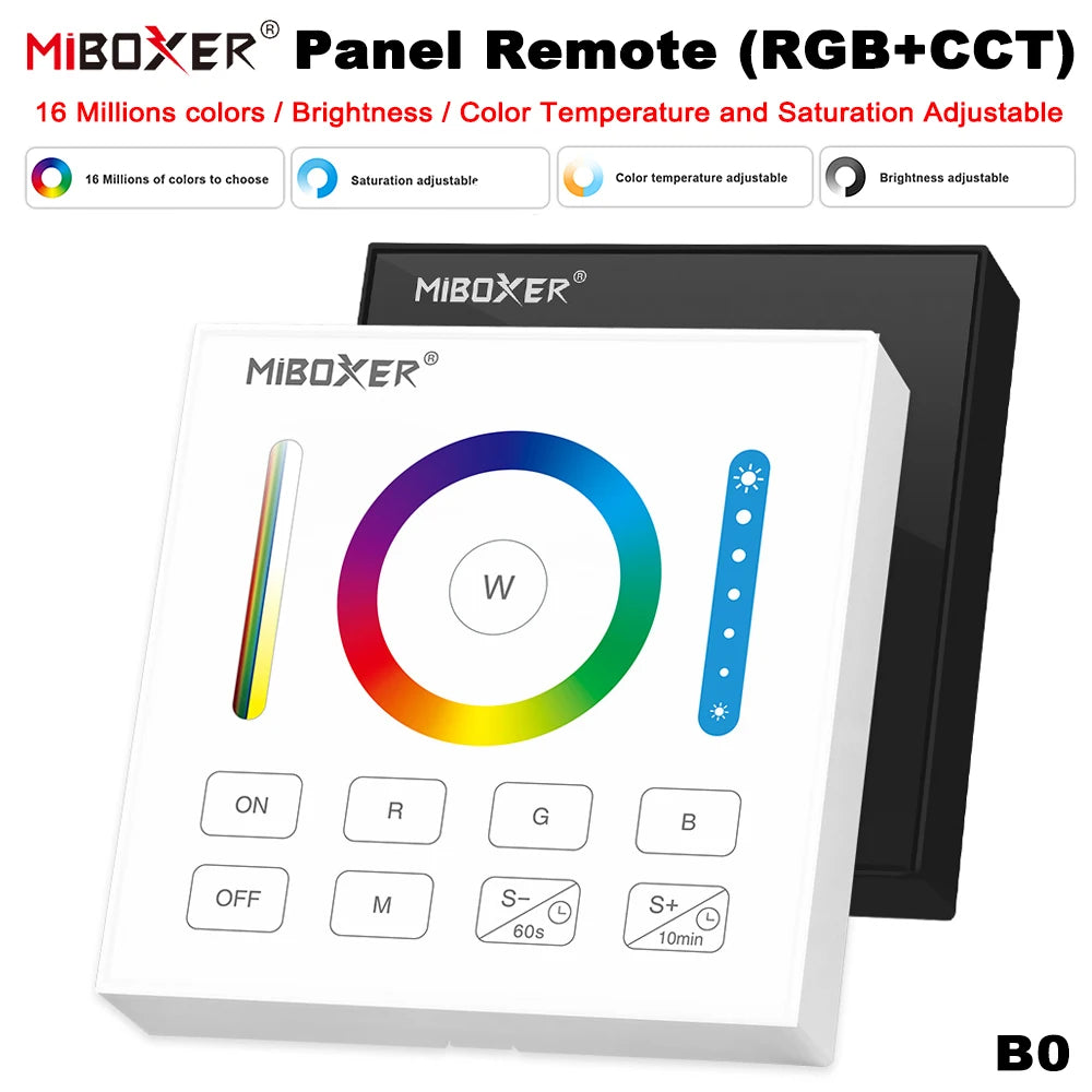 MiBoxer B0 B1 B2 B3 B4 B5 B8 T1 T2 T3 T4 P0 P1 P2 P3 P4 Brightness/CCT/RGB/RGBW/RGBCCT 2.4G Smart Panel Remote Controller Dimmer