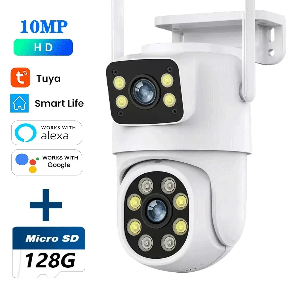 10MP Dual Lens Tuya Wifi Camera PTZ Outdoor 4K Wireless Dual Screen Security Camera Auto Tracking Monitoring Video Surveillance by MVEnergo