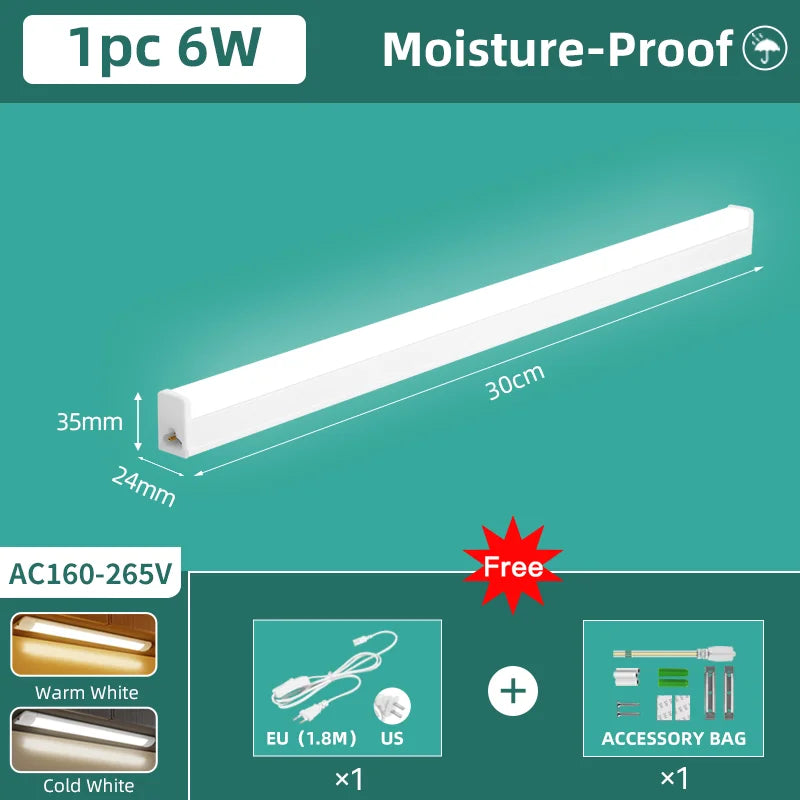 Moisture-Proof Led Tube Light 50/30cm Kitchen Lights 20W 10W 6W Cabinet Lighting Kitchen Bathroom Bedroom Tube Fixture 220V 110V by MVEnergo