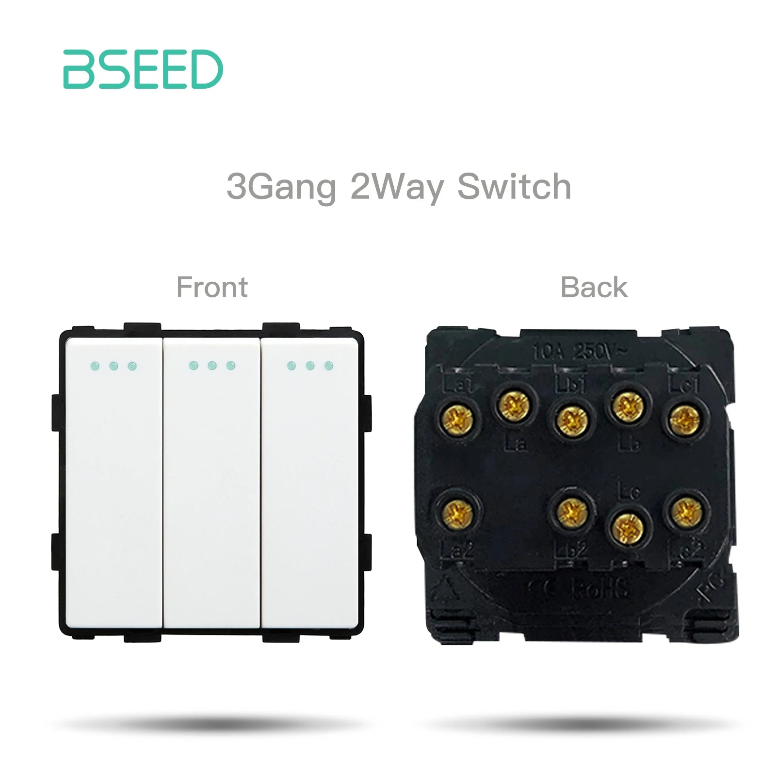 BSEED 1/2/3Gang 1/2Way Wall Button Switch Wall Power Socket Electrical Outlets Part Glass Frame DIY Module Part Free Combination by MVEnergo
