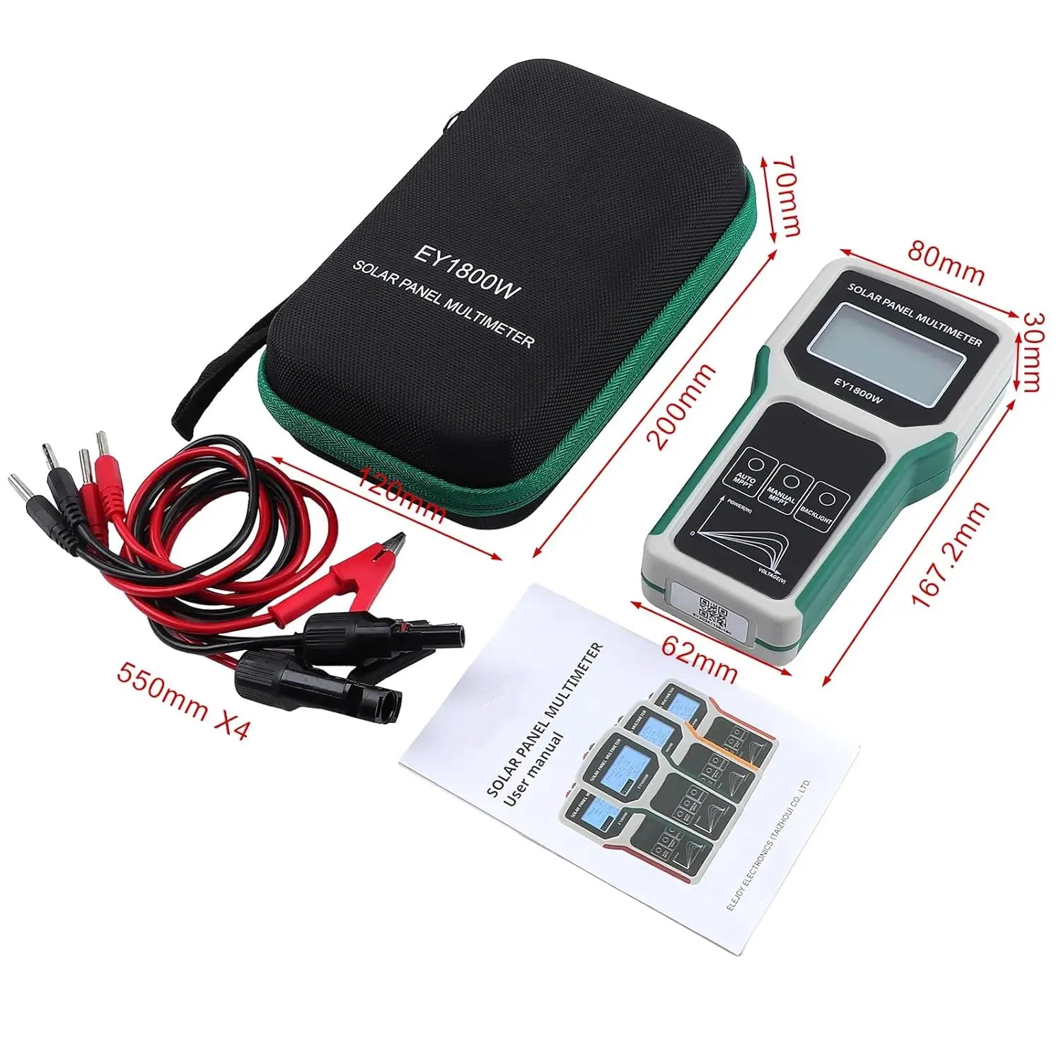 1800W Solar Panel Tester Photovoltaic Multimeter, Troubleshooting Tool with Smart MPPT Display, Upgraded Measuring Range by MVEnergo