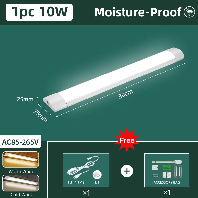 Moisture-Proof Led Tube Light 50/30cm Kitchen Lights 20W 10W 6W Cabinet Lighting Kitchen Bathroom Bedroom Tube Fixture 220V 110V by MVEnergo