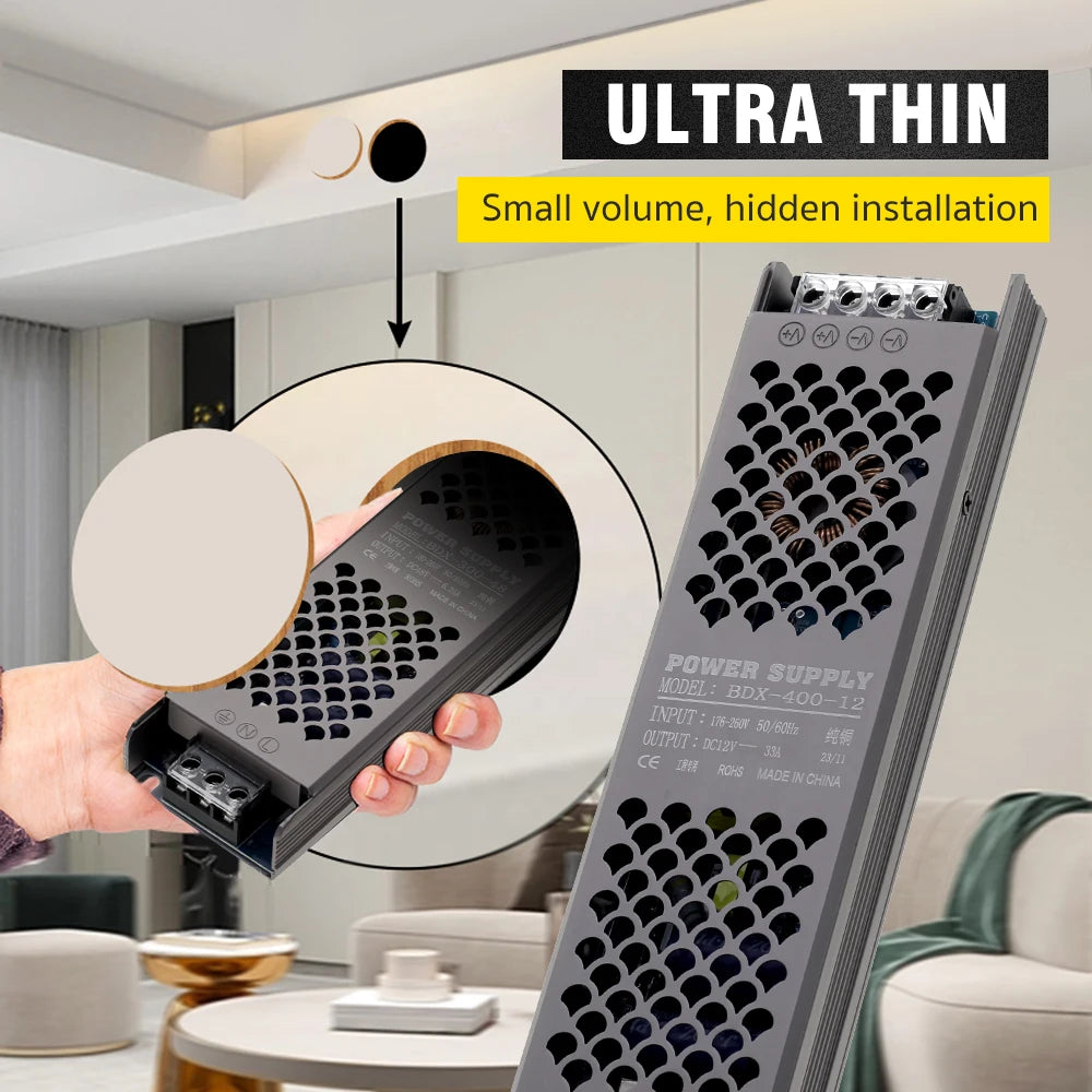 Ultra Thin LED Power Supply DC12V 24V 48V 45W 60W 100W 200W 300W 400W LED Lighting Transformers For LED Light Strip