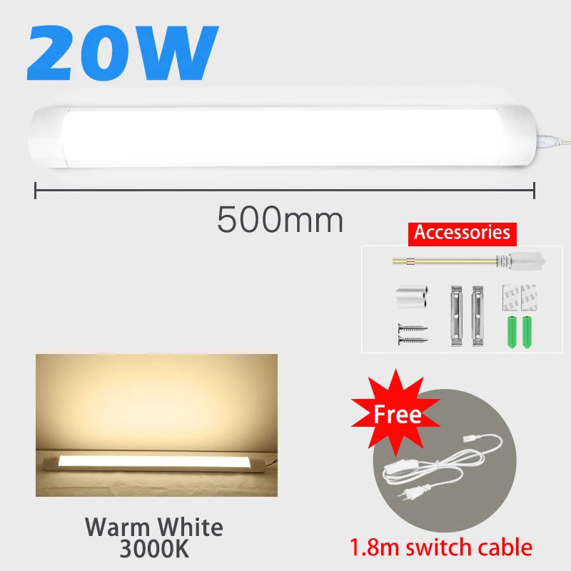 led Lights Kitchen under cabinet Lamp A85-220V 10w 20w super bright Led Tube With 1.8m switch line For Home Bedroom Indoor Lamps by MVEnergo