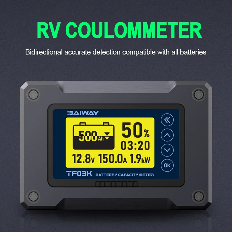 DC8-120V Coulomb Counter Meter Battery Capacity Indicator Voltage Current 50A/100A/350A/500A Coulomb Counter for Electric Car