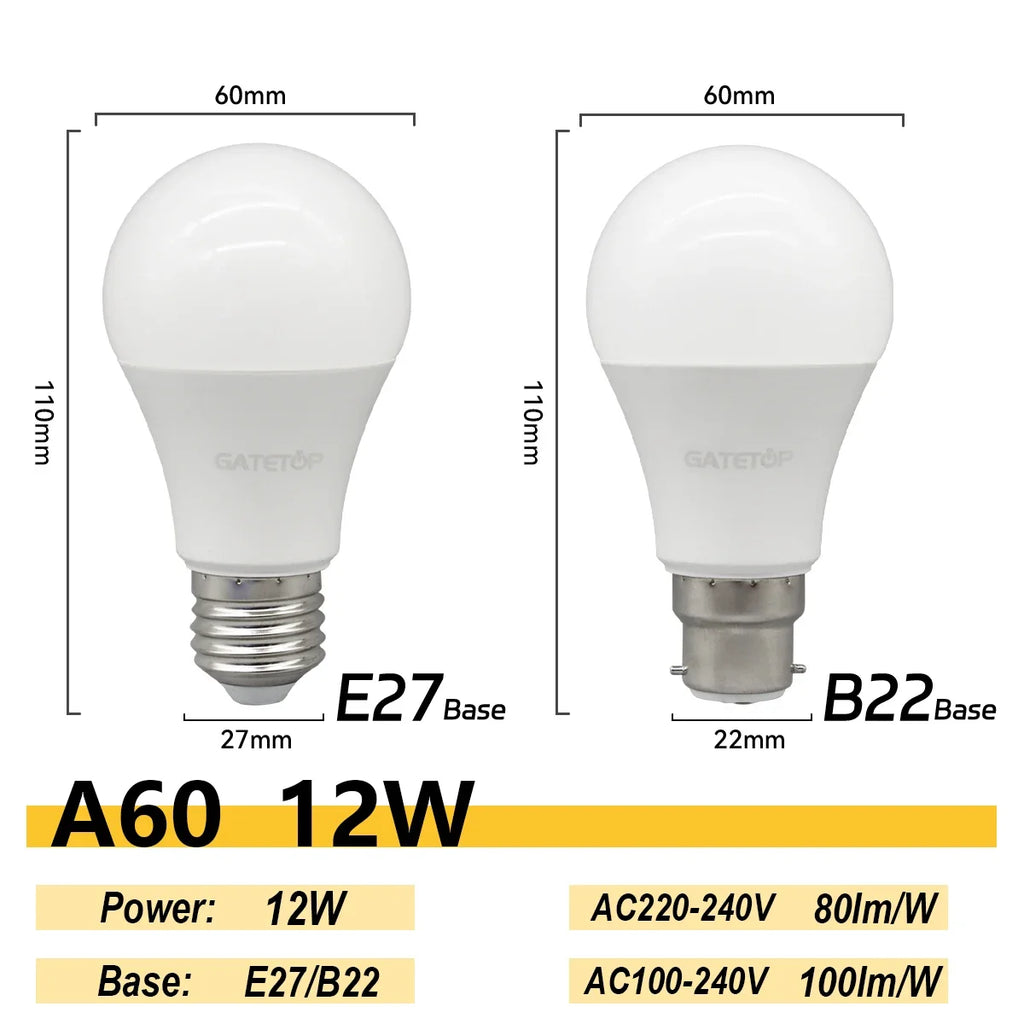 4PCS E27 B22 Base Led Bulb 8W 18W 20W 24W Lamps Hight Lumen AC220V 230V 110V Light Lamps for Home Derection Living Room Lighting by MVEnergo