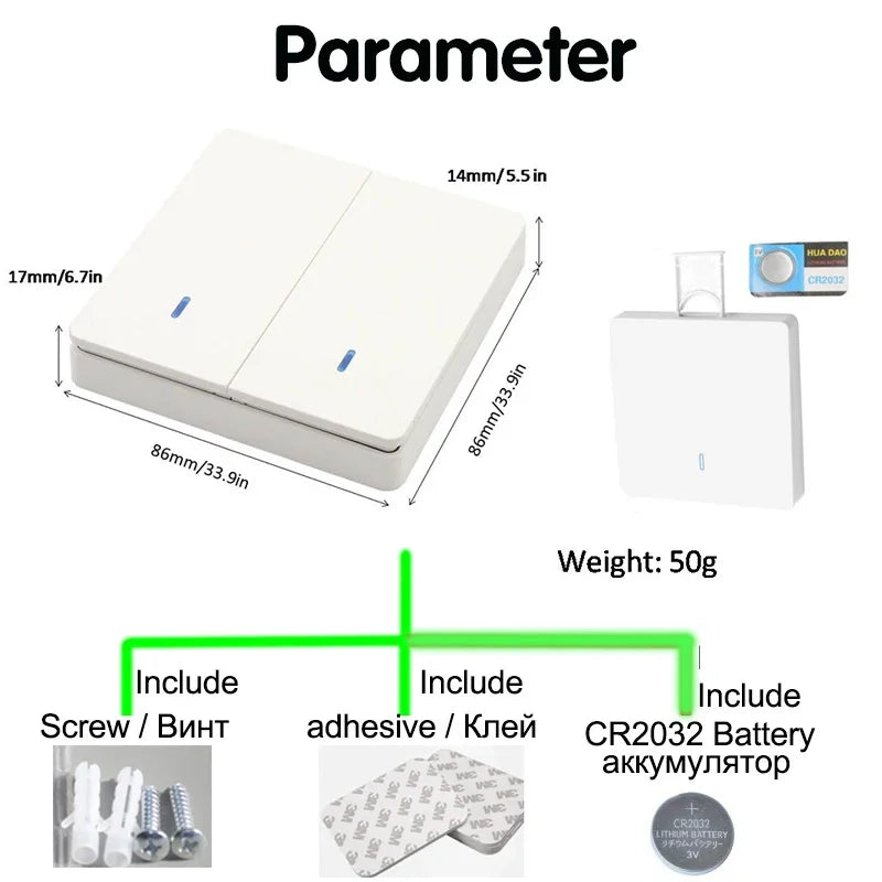 Wireless Smart Switch Light 433Mhz RF 86 Wall Panel Switch with Remote Control Mini Relay Receiver 220V Home Led Light Lamp Fan by MVEnergo