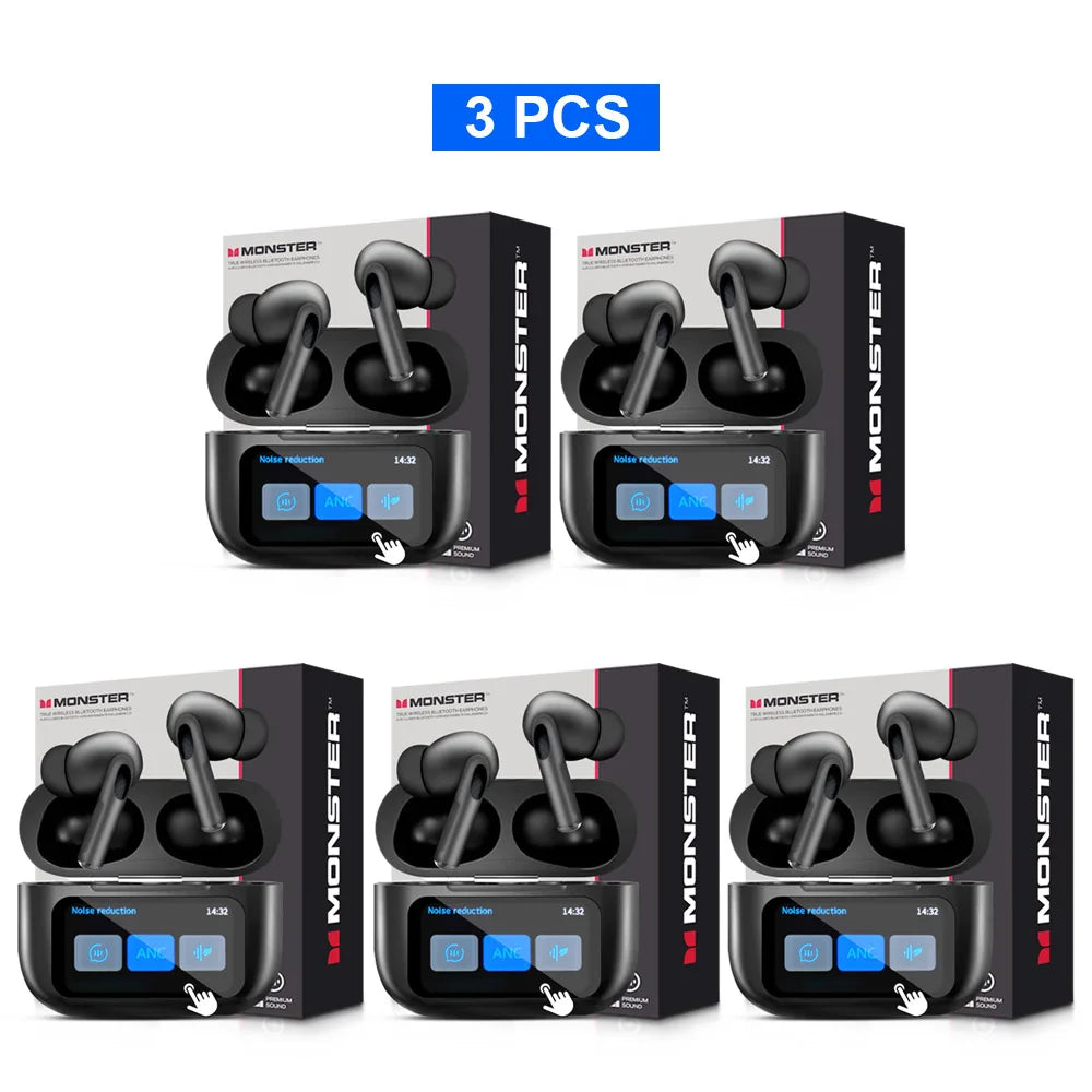 MONSTER Tws Wireless Bluetooth Earphones HD Stereo Sound Earbuds Headphones Charging Box LCD Touch Display Sports In-Ear Headset by MVEnergo