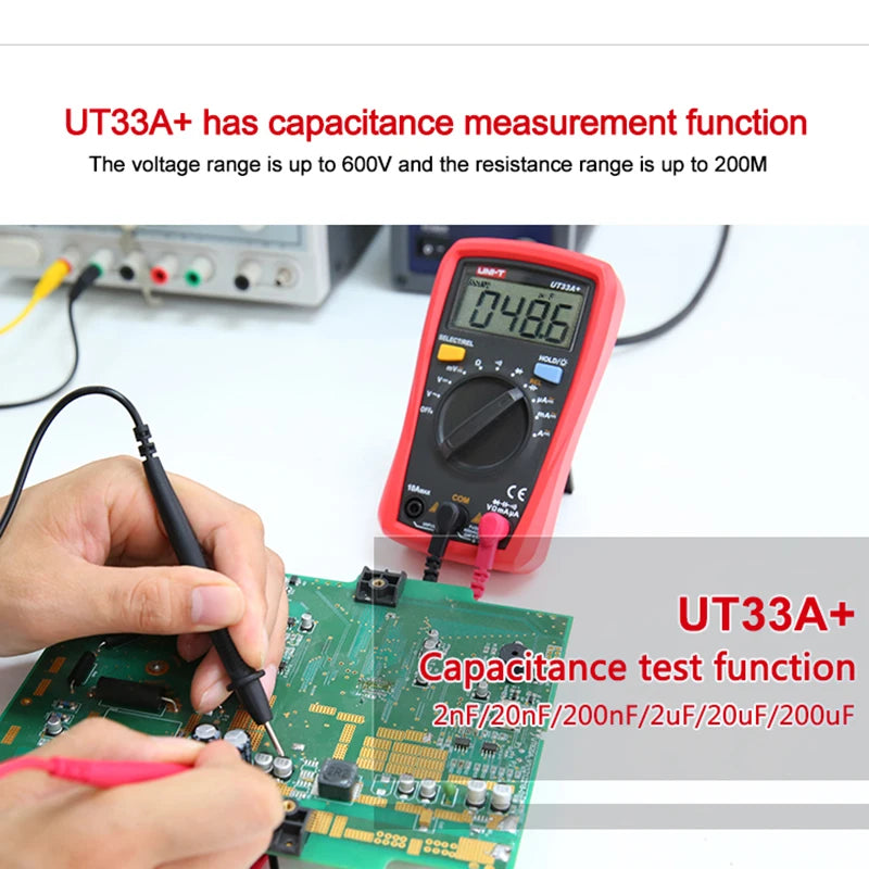 UNI-T Digital Multimeter UT33D+ UT33C+ UT33B+ UT33A+ Palm Size Multimeters DC AC voltmeter Resistance Tester by MVEnergo