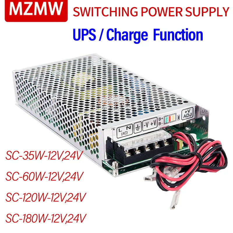 MZMW UPS/Charge Function Switching Power Supply SC-35W 60W 120W 180W 12V 24V Monitor 110/220v AC/DC Battery Charger SC-120-12V by MVEnergo