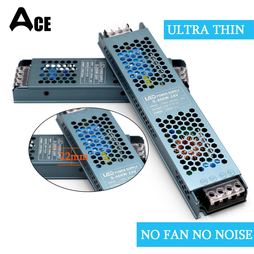 DC 12V 24V Switching Power Supply AC190-240V Mute Lighting Transformers 60W 100W 200W 300W 400W LED Light Driver Power Adapter by MVEnergo