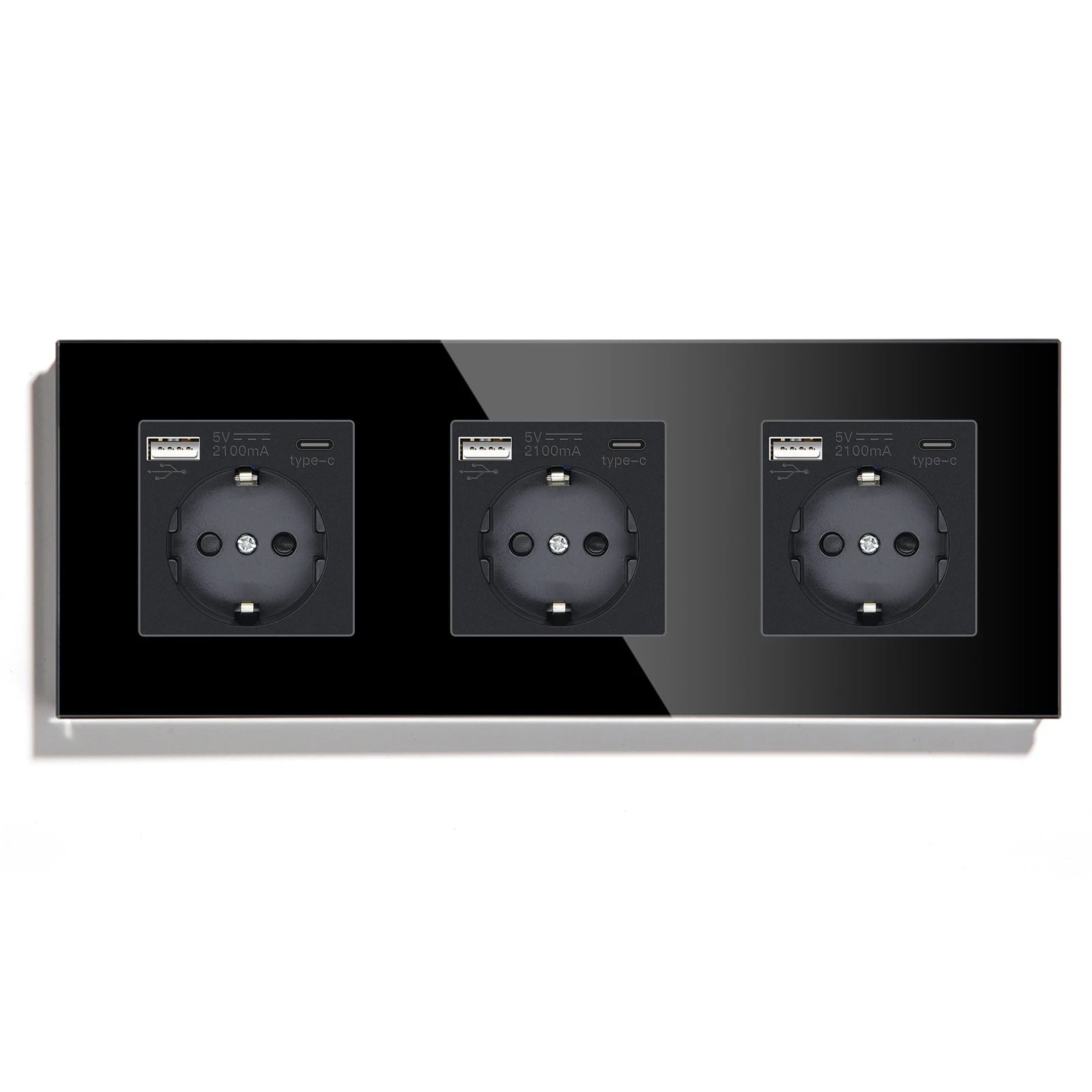 Bseed EU Russia Socket 16A Electric Wall Socket Tempered Glass Crystal Panel 2 Colors Electrical Outlet Home Improvement by MVEnergo