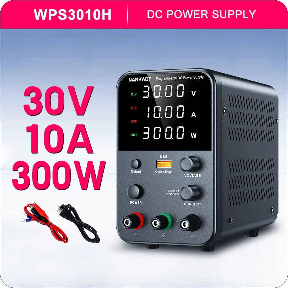 NANKADF Adjustable Switching DC Power Supply 30V 10A Lab Bench Power Supply 60V 5A Output Preset Current USB Fast Charge Display by MVEnergo