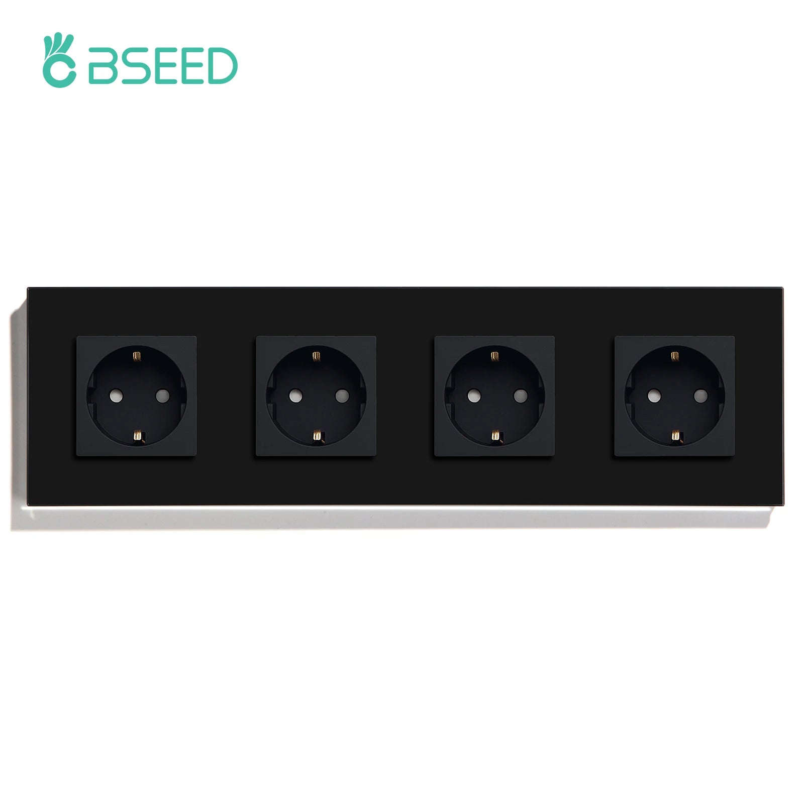 BSEED Single EU Glass Socket With USB Wall Sockets Double Electric Sockets Triple Power Outlets USB Type-C Ports Black 16A by MVEnergo