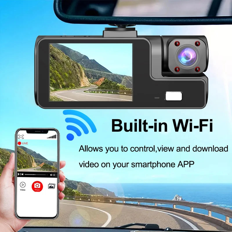 WIFI APP Control Car Dvr 2/3 Channel 1080P Dash Cam for Cars Front optional Rear View Recorder Video Car Camera Car Assecories by MVEnergo