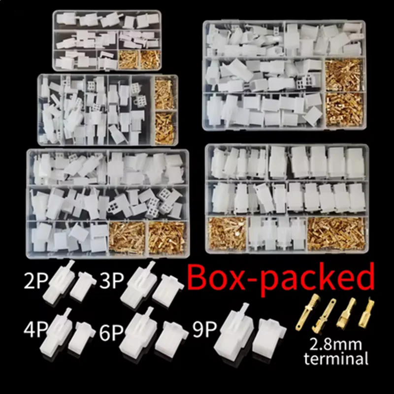 Car Motorcycle Electrical Connectors: 2.8mm 2 3 4 6 9 Pin Wire Terminal Hooks for Male & Female Terminals Assorted Kit by MVEnergo